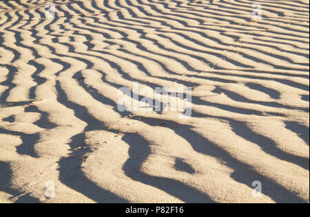 Patrón de ondas en la arena de las dunas, causado por el viento Foto de stock