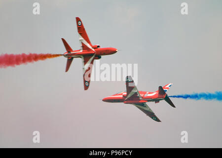 Las flechas rojas, equipo acrobático de la Royal Air Force Foto de stock