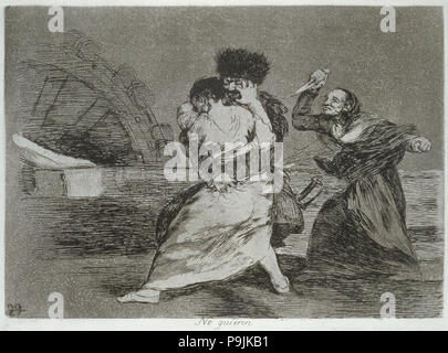 Los desastres de la guerra, una serie de grabados de Francisco de Goya (1746-1828), la placa 9: 'No quieren... Foto de stock