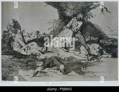 Los desastres de la guerra, una serie de grabados de Francisco de Goya (1746-1828), placa 16: 'Se aprove... Foto de stock