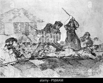 Los desastres de la guerra, una serie de grabados de Francisco de Goya (1746-1828), la placa 28: "Populacho… Foto de stock
