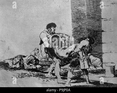 Los desastres de la guerra, una serie de grabados de Francisco de Goya (1746-1828), la placa 56: 'Al cemento… Foto de stock