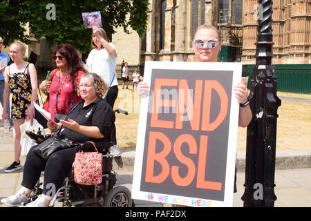Protesta anti BSL en Westminster, Londres Foto de stock