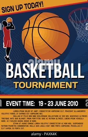 Afiche invitación en el campeonato de baloncesto. Plantilla de diseño con  lugar para tus personajes de texto y deportes Imagen Vector de stock - Alamy