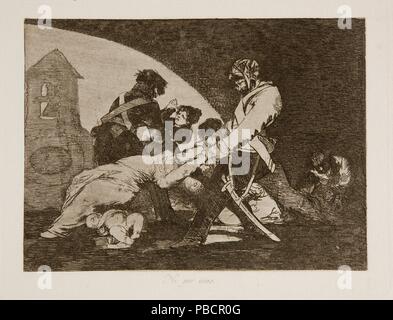 Francisco de Goya y Lucientes / 'ni siquiera de esta manera'. 1810 - 1814. Lavar, aguafuerte, buril, punta seca sobre papel de marfil. El diseño también conocida como: LOS DESASTRES DE LA GUERRA. Museo: Museo del Prado, Madrid, España.