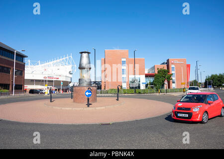 Lámpara minera rotonda, Stadium, majadas, Sunderland, Tyne y desgaste, England, Reino Unido Foto de stock