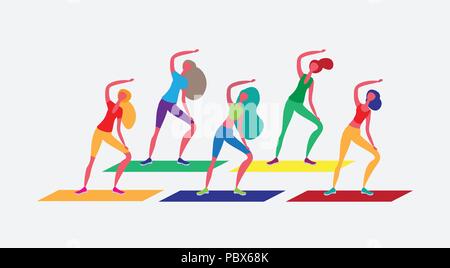 Actividades deportivas de mujeres. Hermosa mujer joven hacer actividades de  fitness, correr personaje femenino y ejercicios de yoga conjunto de  ilustración vectorial. Deportivas haciendo ejercicio. Estilo de vida  saludable, ejercicio activo Vector