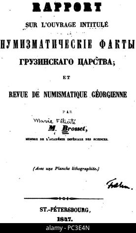 512 Rapport sur l'ouvrage intitulé Numizmaticheskie fakty Gruzenskago tsarstva et revue de numismatique Géorgienne cubierta. Foto de stock