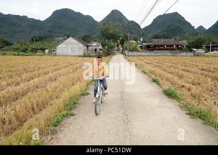 La vida rural. Boy librar en bicicleta. Hijo de Bac. Vietnam. Uso | en todo el mundo Foto de stock