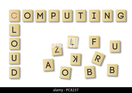 El mensaje de la Cloud Computing con el Scrabble azulejos.