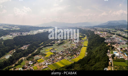 Vista aérea del River Terrace, Numata Ciudad, Prefectura de Gunma, Japón Foto de stock