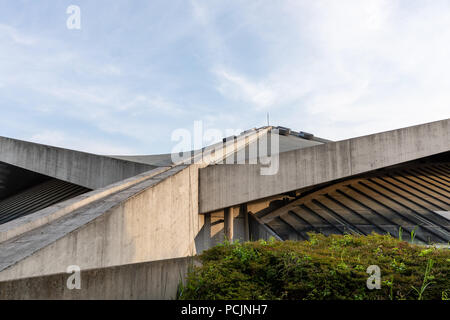 Gimnasio Komazawa (Yoshinobu Ashihara, 1964), construido para los Juegos Olímpicos de Verano de 1964; el Parque Olímpico Komazawa, Tokio, Japón Foto de stock
