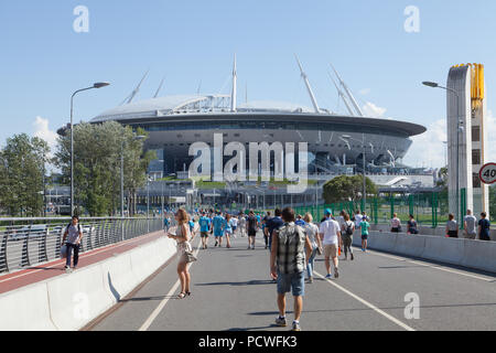 Estadio de San Petersburgo (Gazprom Arena), Krestovsky Isla, San Petersburgo, Rusia. Foto de stock