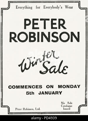 1920s antiguo original vintage publicidad anuncio Peter Robinson venta de  ropa de invierno de la revista en inglés circa 1924 Fotografía de stock -  Alamy