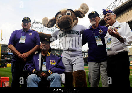 Seattle Mariners mascot, the Mariner Moose, in action during a baseball  game Monday, April 19, 2010, in Seattle. (AP Photo/Elaine Thompson Stock  Photo - Alamy