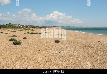Playa de guijarros y paseo marítimo de Southsea en Portsmouth, Hampshire, Inglaterra Foto de stock