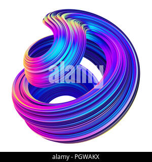 Abstract holográfico 3D color metálico líquido forma retorcida.