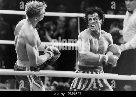 Studio publicidad todavía de 'Rocky IV' Sylvester Stallone, Dolph Lundgren © 1985 MGM/UA Todos Los Derechos Reservados Archivo de referencia # 31703101THA sólo para uso editorial
