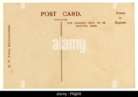 Reverso de la tarjeta postal eduardiana no utilizada postalmente, Reino Unido Foto de stock