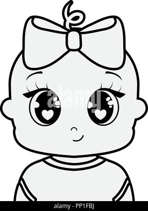 Icono de bebé niña de dibujos animados sobre fondo blanco, ilustración  vectorial Imagen Vector de stock - Alamy