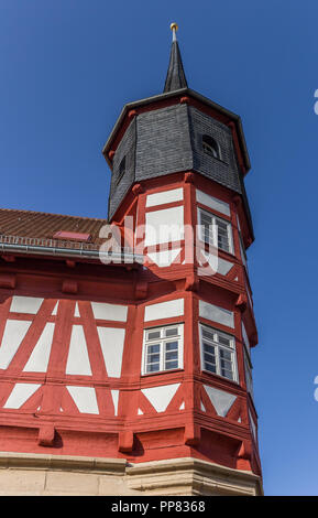Torre de la esquina del ayuntamiento de Duderstadt, Alemania Foto de stock