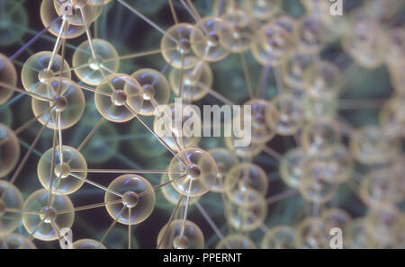 Imagen abstracta de esferas interconectadas en concepto de ciencia. Estructura científica de la biología molecular, celular. Foto de stock