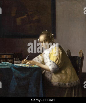 Johannes Vermeer - una dama escrito. Circa 1665. Óleo sobre lienzo. Galería Nacional de Arte, Washington, D.C., Estados Unidos.