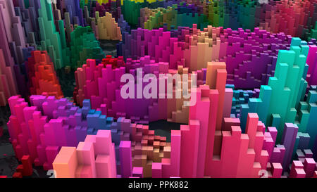 3D rendering. Topografía abstractas y colores