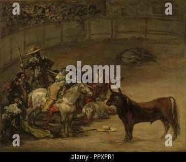 Corrida de toros, suerte de varas; Francisco José de Goya y Lucientes, Francisco de Goya, Español, 1746 - 1828, 1824; Óleo sobre lienzo