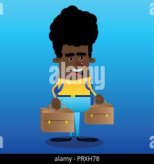 El colegial con dos maletas. Personaje de caricatura ilustración vectorial  Imagen Vector de stock - Alamy