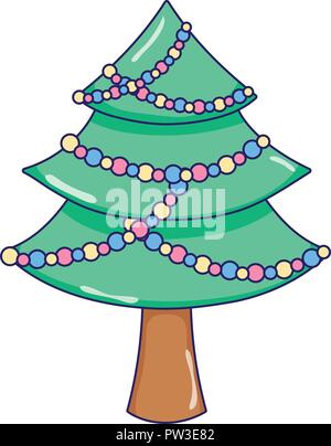 Árbol de navidad ornamento de pino icono dibujos animados Imagen Vector