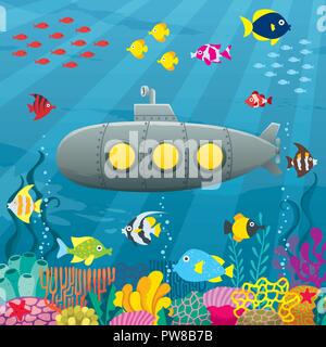 submarino ou desenho animado batiscafo com periscópio 22418893