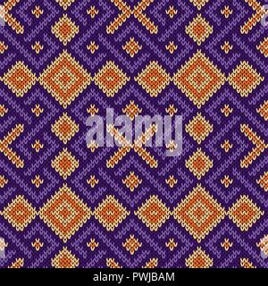Tejido sin costuras patrón ornamentados con líneas de entrelazado en tonos violeta en el fondo beige, vector como una textura de tela