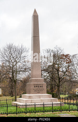 Memorial de John Hanning Speke, explorer, los Jardines de Kensington, Londres Foto de stock