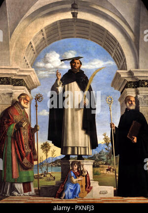 San Pedro Mártir con los Santos Nicolás y Benedicto 1505-1506 por Cima da Conegliano (Giovanni Battista Cima) 1459-1517 Italia, Italiano. Foto de stock