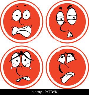Las expresiones faciales de círculo rojo ilustración