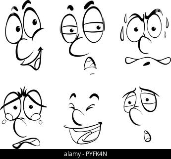 Las diferentes expresiones faciales de derechos ilustración