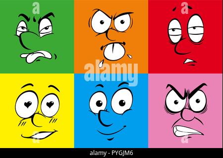 Derechos de las expresiones faciales de coloridas ilustraciones de fondo