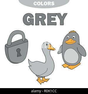 Aprender el Color gris - cosas que son color gris Imagen Vector de stock -  Alamy
