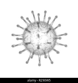 3d de células virales low poly. Triángulo poligonal la infección crónica por el virus de la hepatitis, la gripe aviar infectan células animales, sida. Resumen de la ciencia de la medicina healthcare ilustración vectorial. Ilustración del Vector