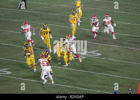 Los Angeles, CA, EE.UU. 19 Nov, 2018. Durante la NFL Kansas City Chiefs vs Los Angeles Rams en el Los Angeles Memorial Coliseum en Los Angeles, CA, 19 de noviembre de 2018. Crédito: Moore Jevone csm/Alamy Live News