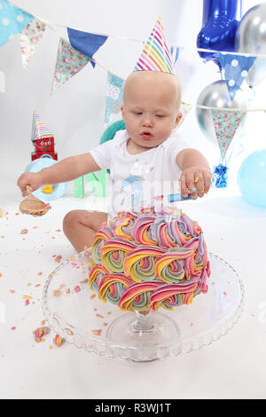 Niño de 1 año de edad, smash Pastel Pastel de cumpleaños