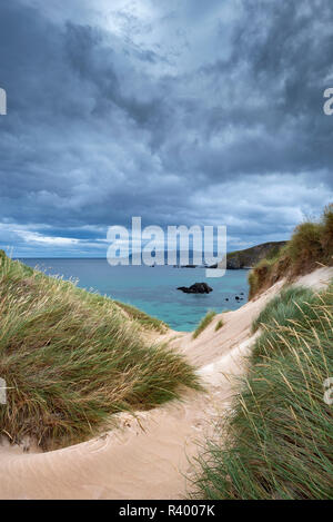 Paisaje dunar en el Cabo de Balnakeil, Durness, Caithness, Sutherland y Easter Ross, Scotland, Reino Unido Foto de stock