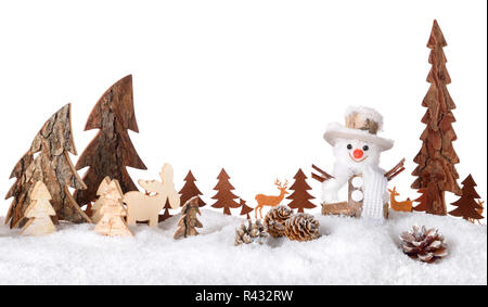 Decoración de madera tan alegre escena de invierno Foto de stock