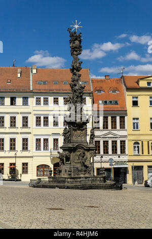 Kurort Teplice, la peste columna en la plaza del castillo, Schlossplatz am Pestsäule Foto de stock