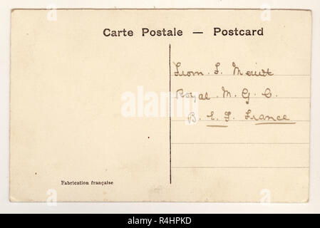 Postal francesa de la era WW1 inversa, no se utiliza de forma postal, Francia. Foto de stock
