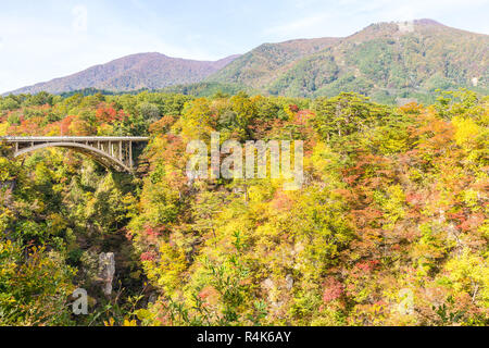 Naruko cañón con follaje de otoño en Japón Foto de stock