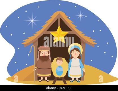 Navidad pesebre con José y María con Jesús cartoon Imagen Vector de stock - Alamy Navidad pesebre con José y María con Jesús cartoon Imagen Vector de stock - Alamy