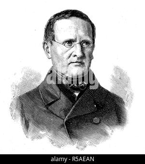 Otto Theodor Freiherr von Manteuffel, 3 de febrero de 1805, el 26 de noviembre de 1882, el político prusiano, Primer Ministro de Prusia, Xilografía Foto de stock