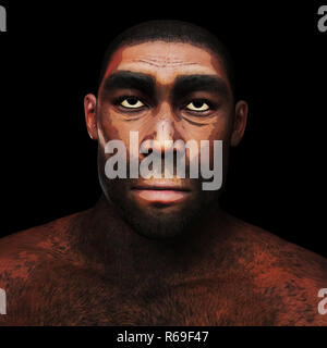 Ilustración digital 3D de un Homo erectus